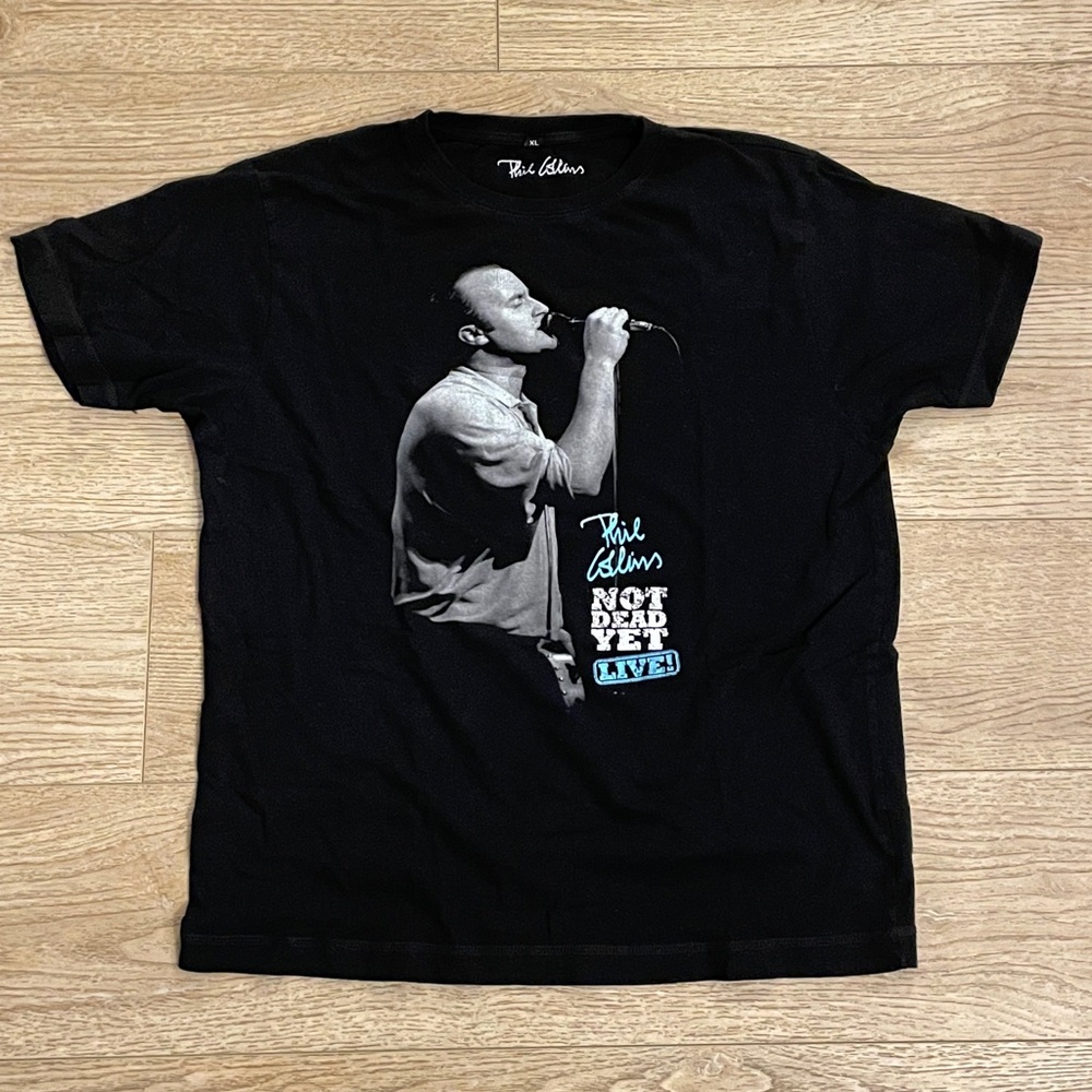 Vintage Black XL Phil Collins Band/Tour Merch, 2017 Not Dead Yet LIVE T-Shirt